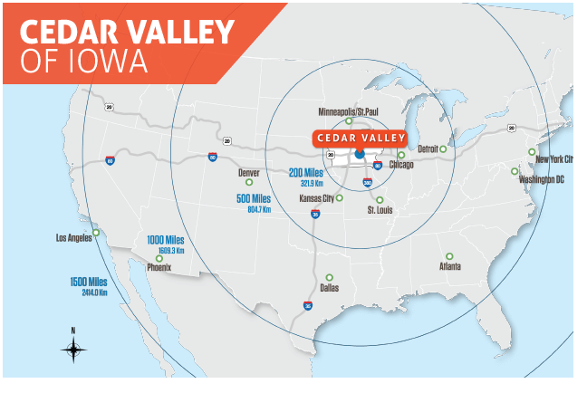 map of the Cedar Valley in the US