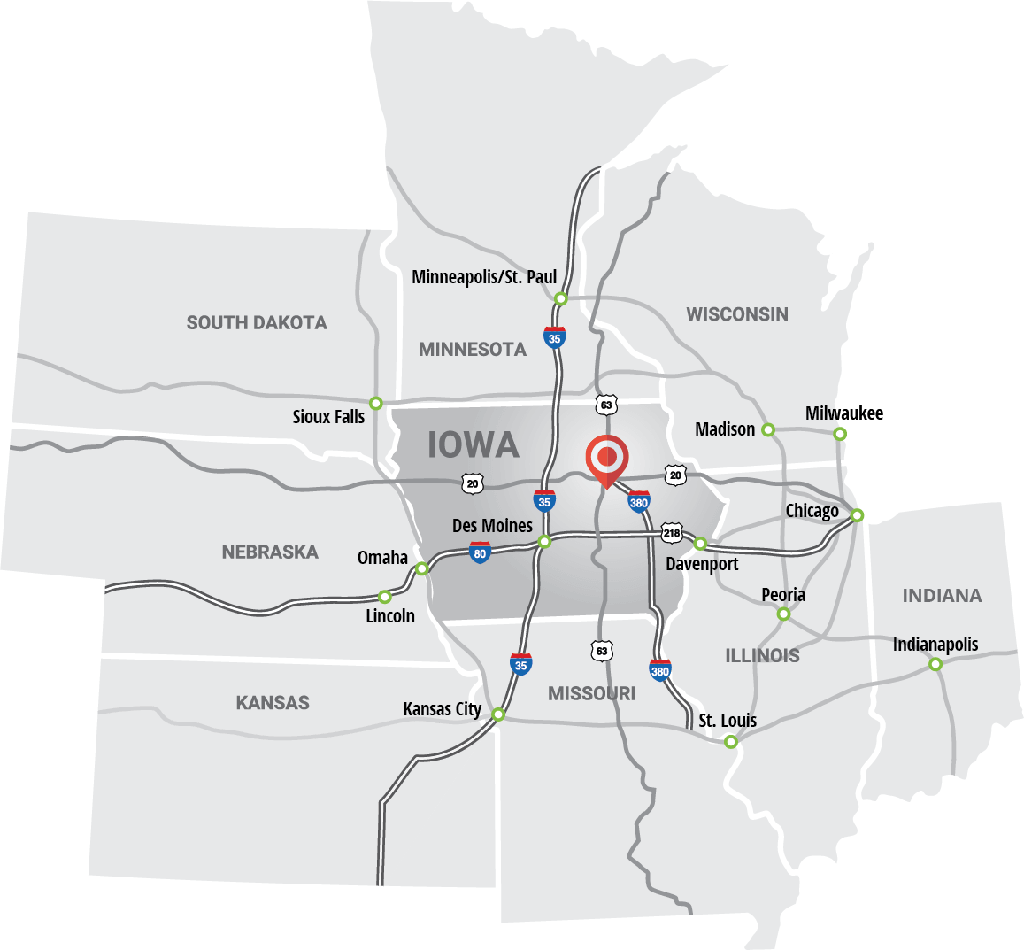 US map showing location of Cedar Valley